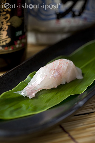 omakase kinmedai (golden eye snapper) nigiri