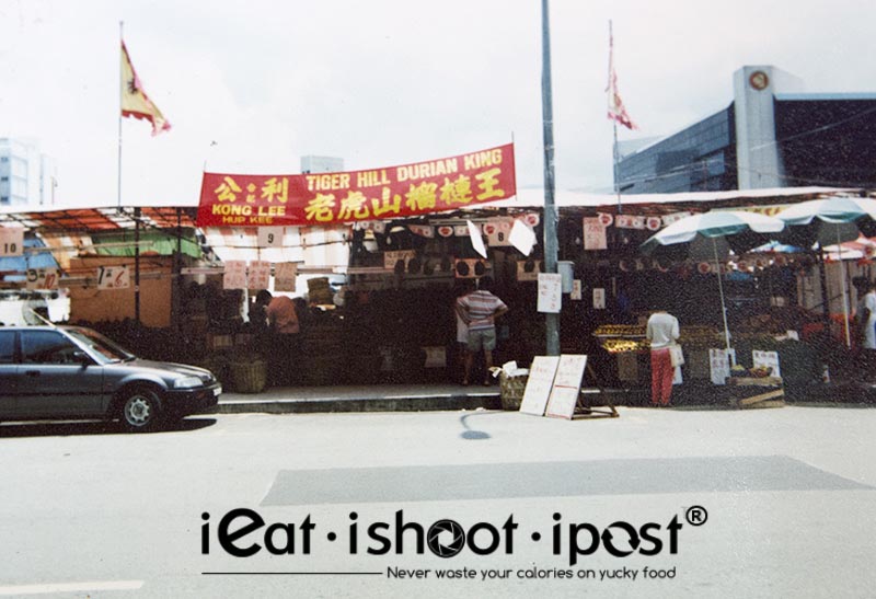 Mr Chia's Durian Stall along Waterloo Street circa 1980's