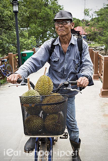Durian Picker on his way to the jetty to sell his durians