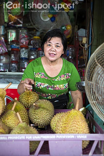 Durians being sold at the provision shop