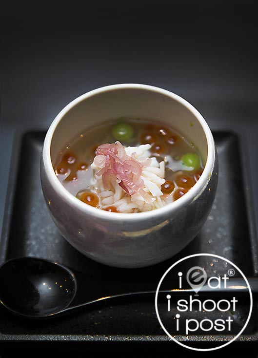 Hiyashi Chawanmushi with Taraba, Ikura and Junsai