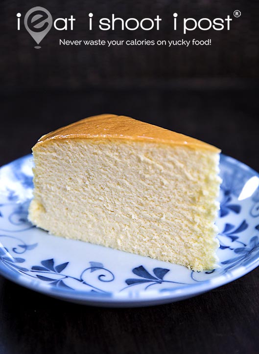 Perfectly baked cheesecake. Still moist on the inside.