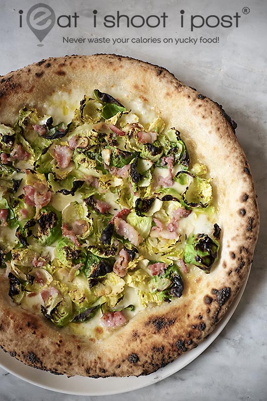 Brussel sprouts and bacon pizza