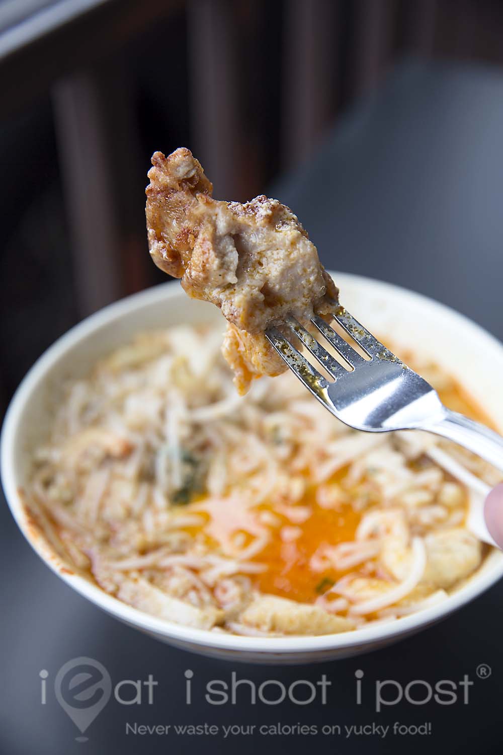 Fried chicken in laksa