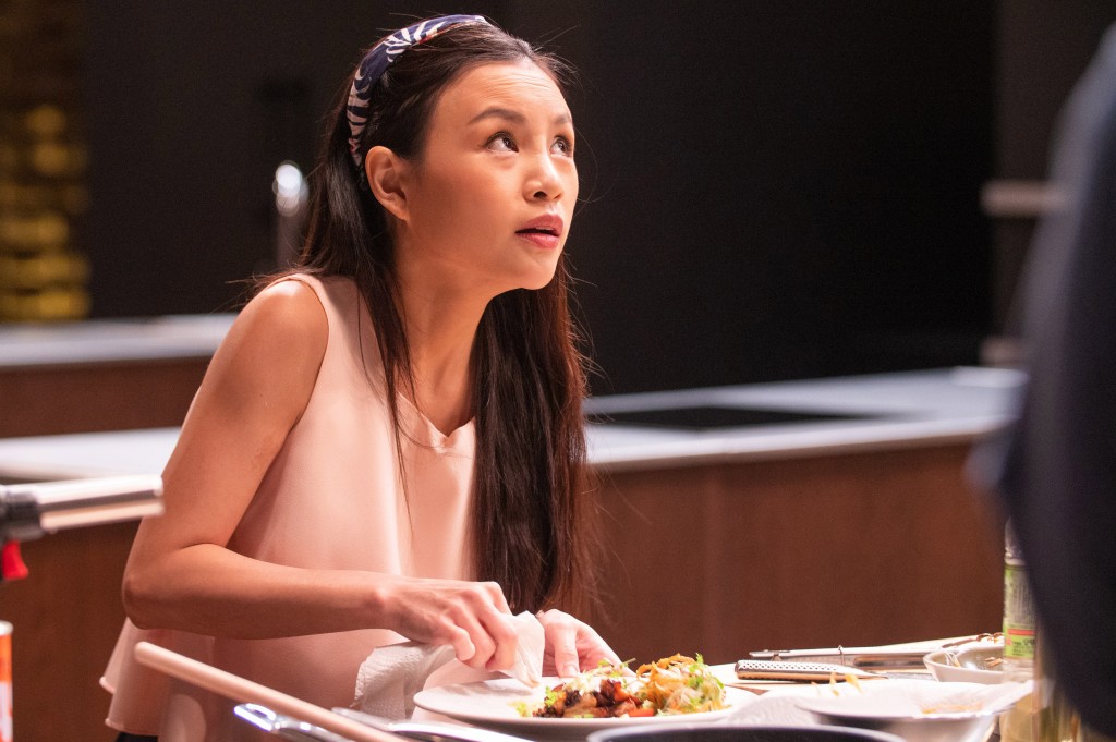 Trish being mindful of the time as she plates her dish (Photo courtesy of MediaCorp)