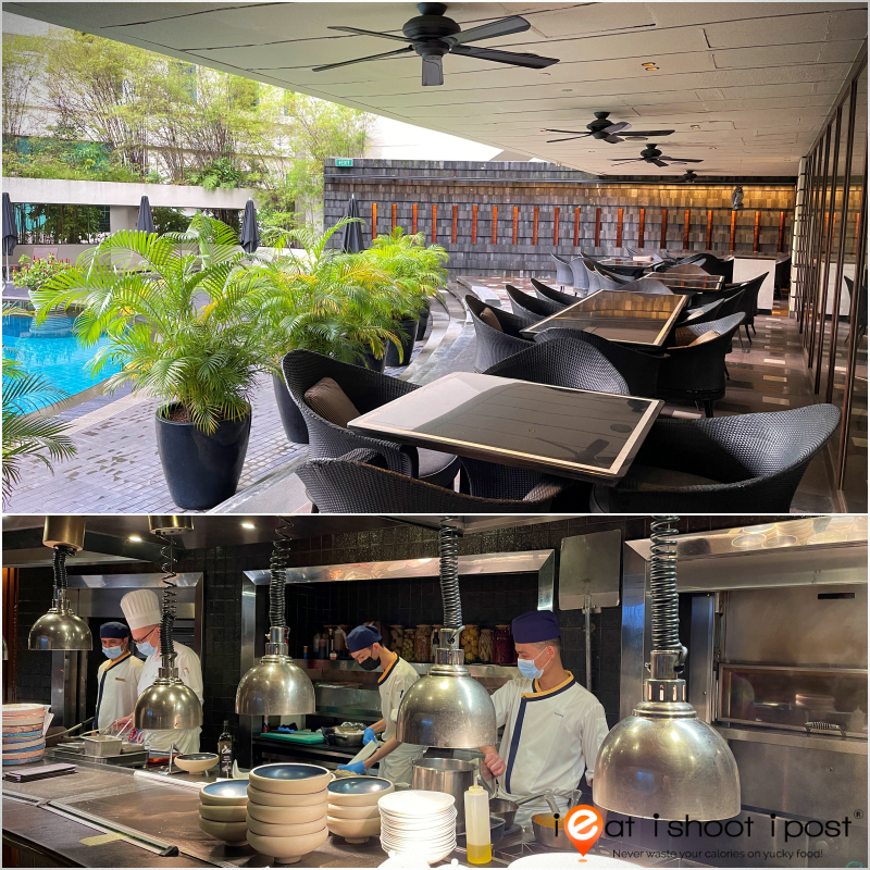 Outdoor terrace dining option and an open kitchen where you catch all the cooking action 