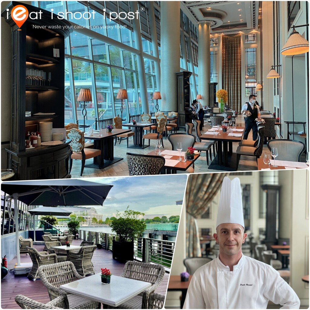 Understated opulent dining room, Senior Sous Chef Paulo Benedet and outdoor seating overlooking Marina Bay