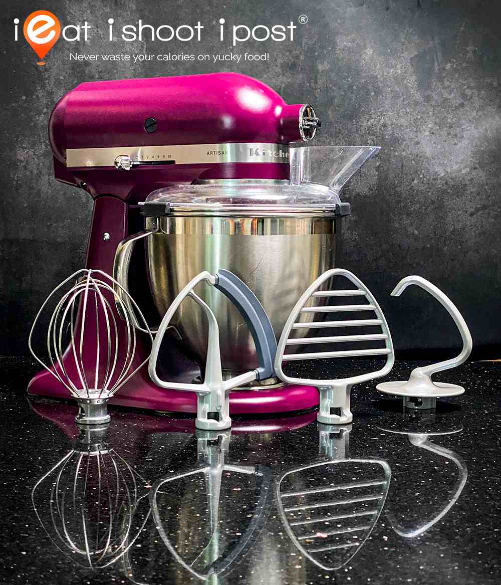 KitchenAid KSM195 Mixer Tilt-Head 4.8L  Artisan Colour with additional 3L Bowl, Pouring Shield, scraper, beaters include: fouet, flexible edge, pastry and hook