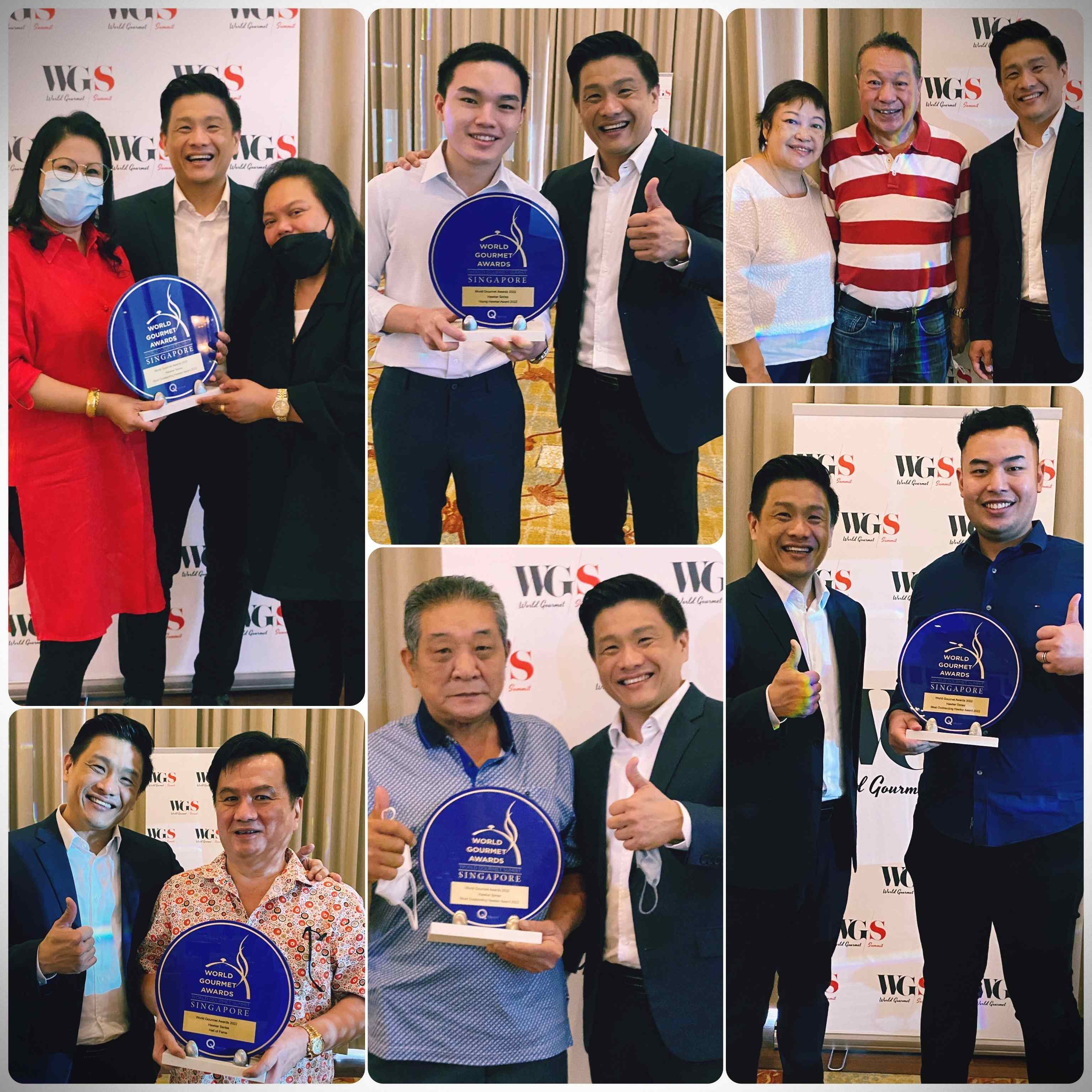 Clockwise from top left: Ladies from Haron Satay, Andre of You Fu Hokkien Mee, Ah Lim Fried Oyster Omelette, Ashes Burnnit, Fu Ming Carrot Cake and Mr Loo of Loo's Hainanese Curry Rice