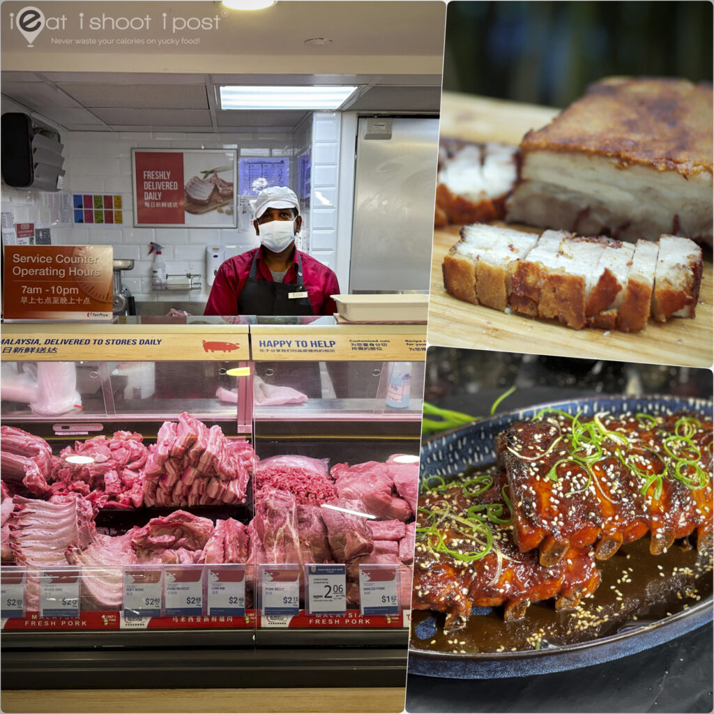 Fairprice Pork Counter and pork dishes