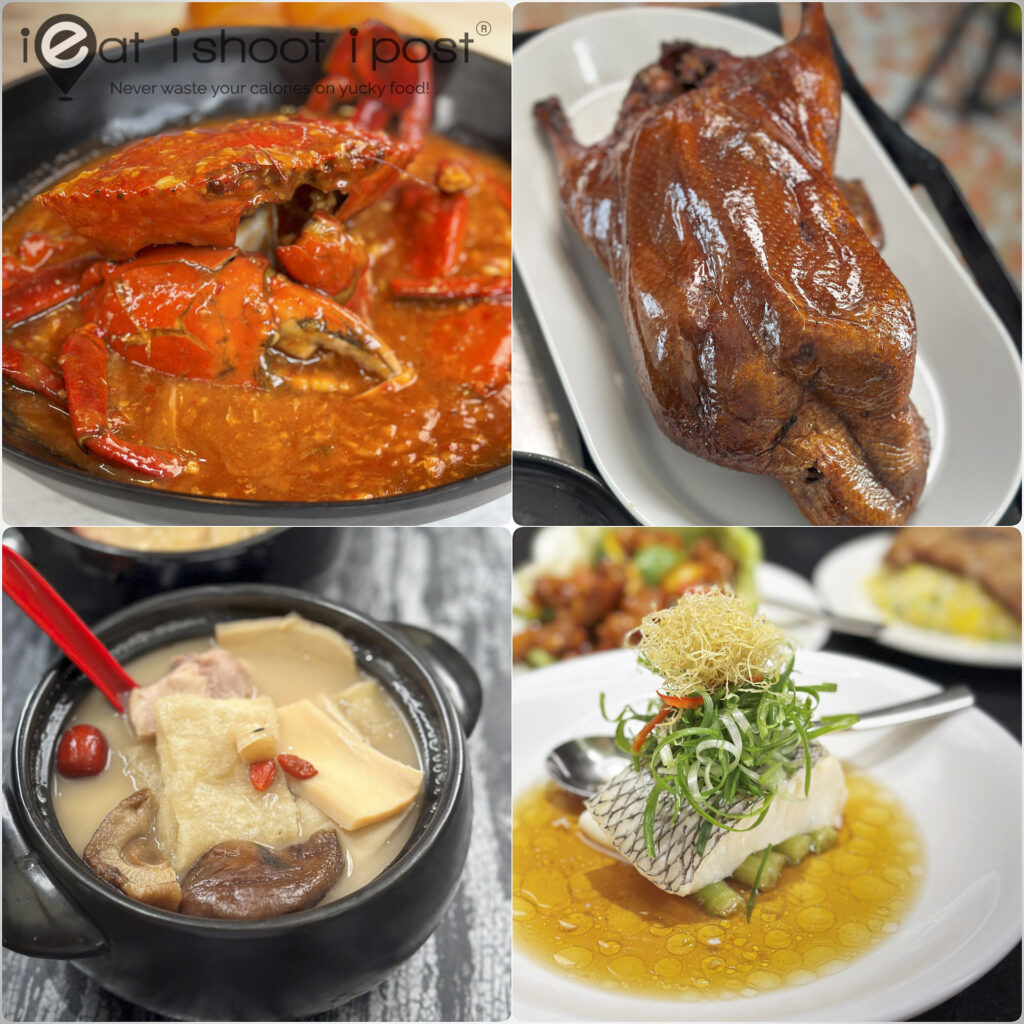 Chilli Crab, Peking Duck, Lao Huo Tang Soup and Cod fish